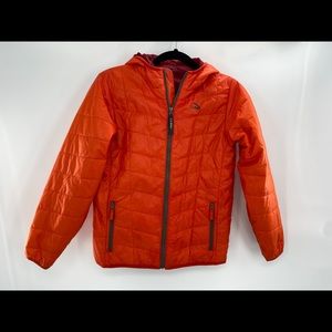 LL Bean Orange Puffer Jacket Coat Youth S M 10-12.
